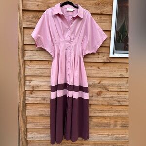 Exquise L button front pleated shirt dress Tobie